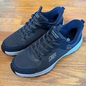 Skechers Navy Blue Slip In Sneakers Hillcrest Shoes Vegan Mesh Comfy Size 11
